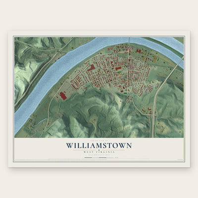 Williamstown, West Virginia map print, the full design