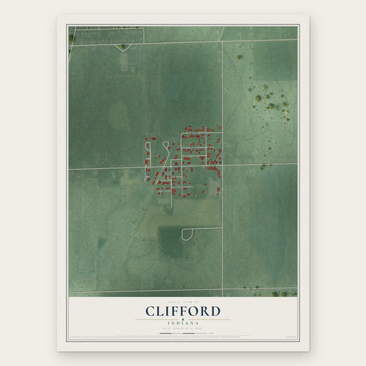 Clifford, Indiana map print, the full design