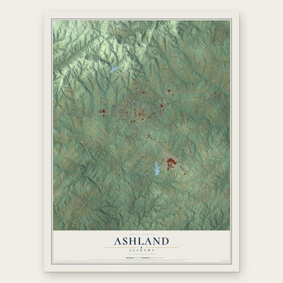 Ashland, Alabama map print, the full design