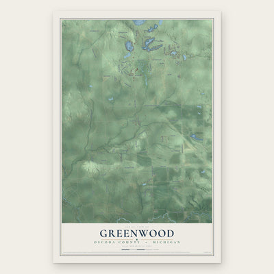 Greenwood, Oscoda County, Michigan map print, the full design