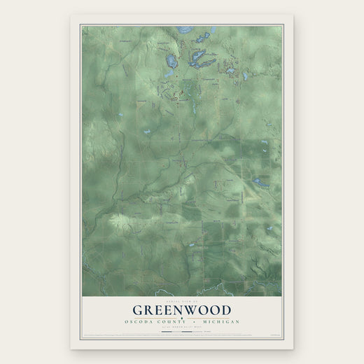 Greenwood, Oscoda County, Michigan map print, the full design
