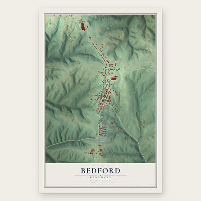 Bedford, Kentucky map print, the full design