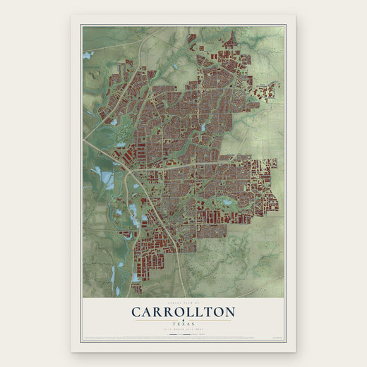 Carrollton, Texas map print, the full design
