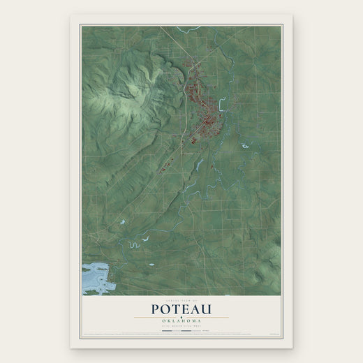 Poteau, Oklahoma map print, the full design