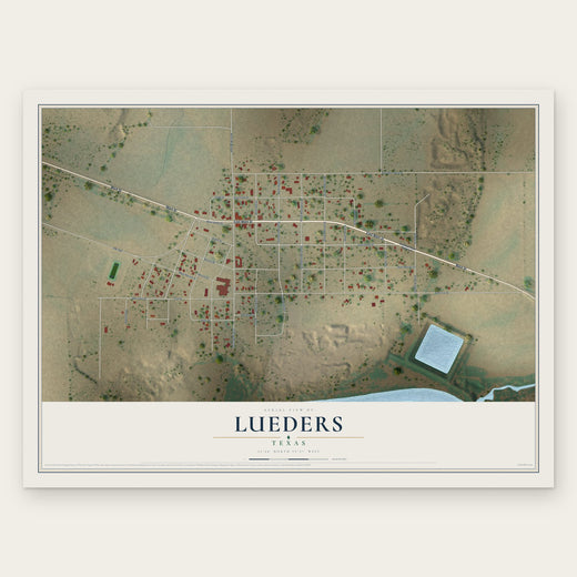 Lueders, Texas map print, the full design
