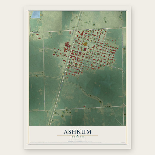 Ashkum, Illinois map print, the full design
