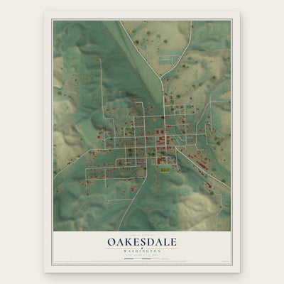 Oakesdale, Washington map print, the full design