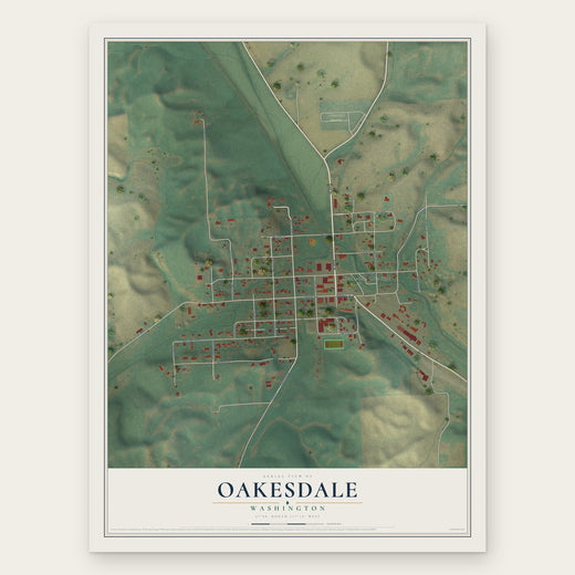 Oakesdale, Washington map print, the full design