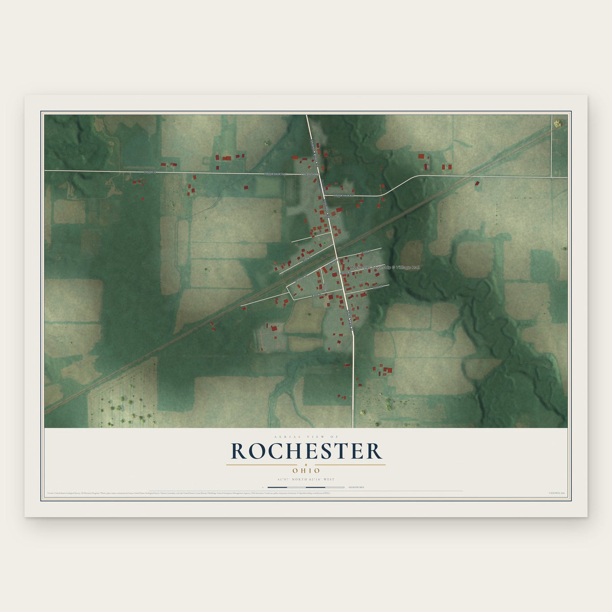 Rochester, Ohio map print, the full design