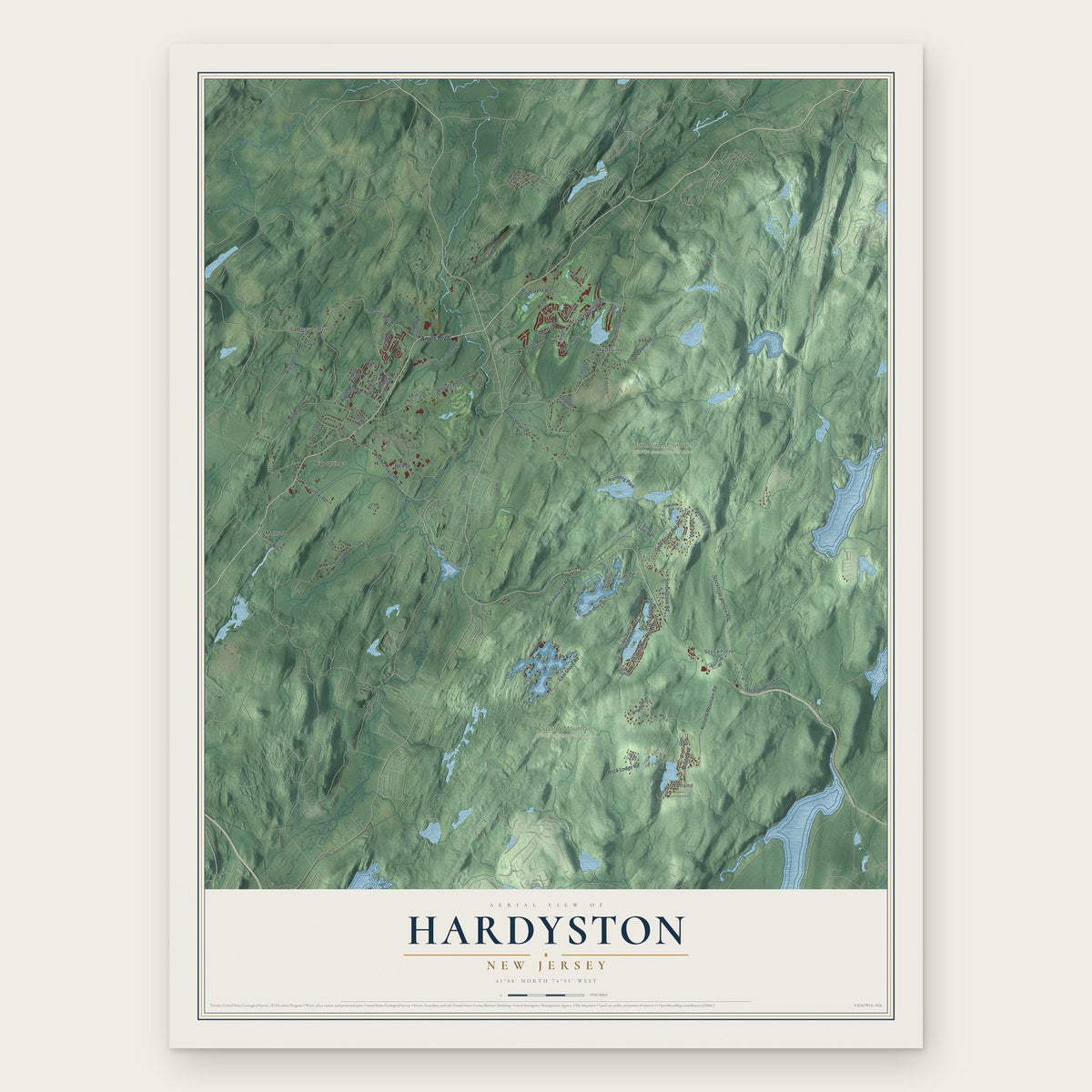 Hardyston, New Jersey map print, the full design