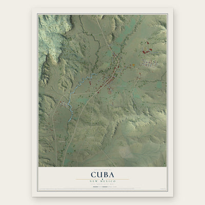 Cuba, New Mexico map print, the full design
