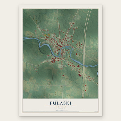 Pulaski, New York map print, the full design