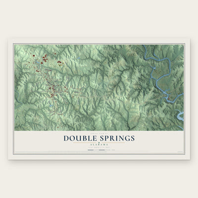 Double Springs, Alabama map print, the full design