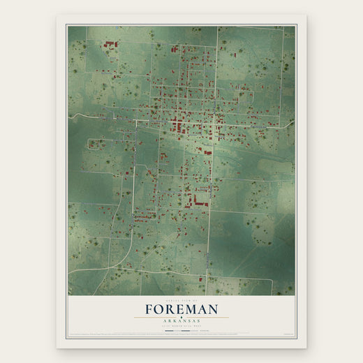 Foreman, Arkansas map print, the full design