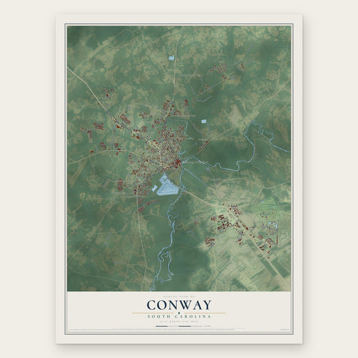 Conway, South Carolina map print, the full design