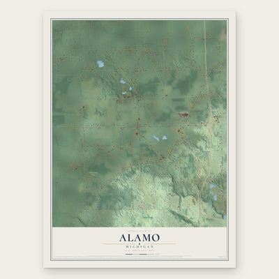 Alamo, Michigan map print, the full design