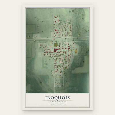 Iroquois, South Dakota map print, the full design