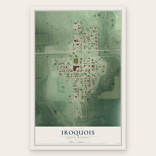 Iroquois, South Dakota map print, the full design