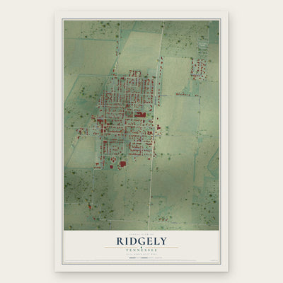 Ridgely, Tennessee map print, the full design