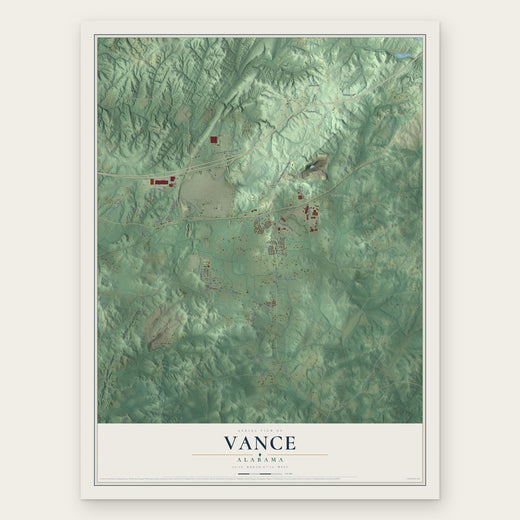 Vance, Alabama map print, the full design