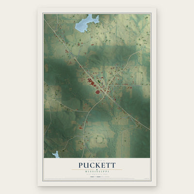 Puckett, Mississippi map print, the full design