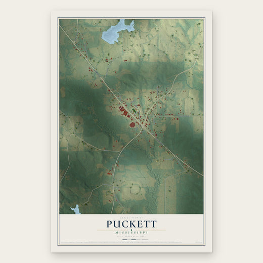 Puckett, Mississippi map print, the full design