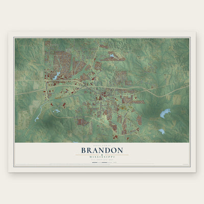 Brandon, Mississippi map print, the full design