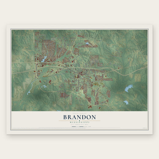 Brandon, Mississippi map print, the full design