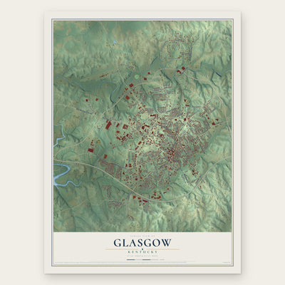 Glasgow, Kentucky map print, the full design