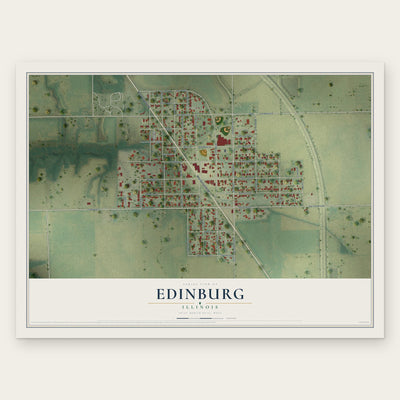 Edinburg, Illinois map print, the full design
