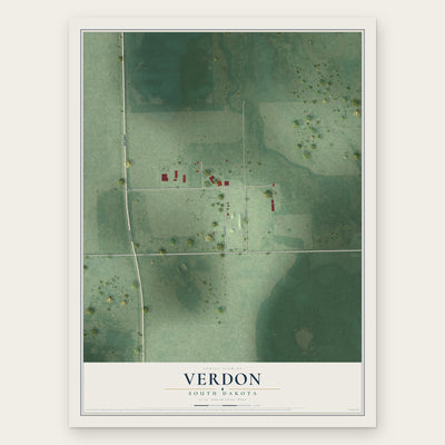Verdon, South Dakota map print, the full design