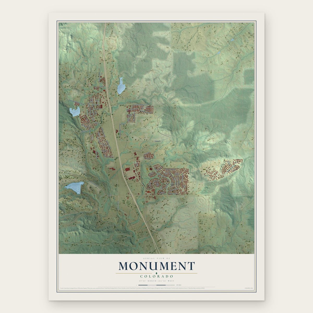 Monument, Colorado map print, the full design