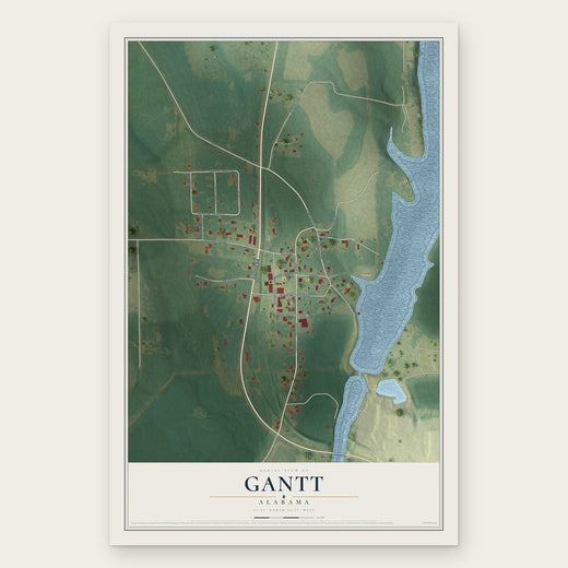 Gantt, Alabama map print, the full design