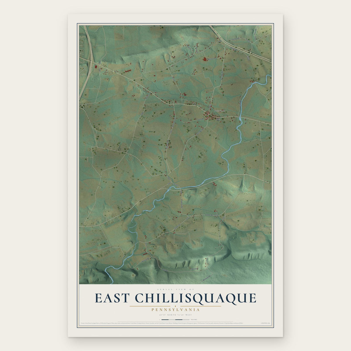 East Chillisquaque, Pennsylvania map print, the full design