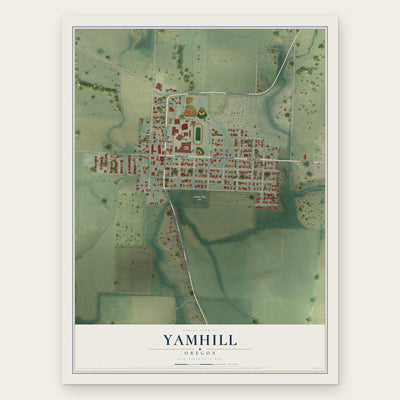 Yamhill, Oregon map print, the full design