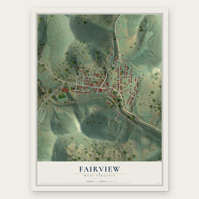 Fairview, West Virginia map print, the full design