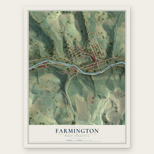 Farmington, West Virginia map print, the full design