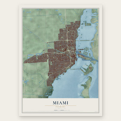Miami, Florida map print, the full design