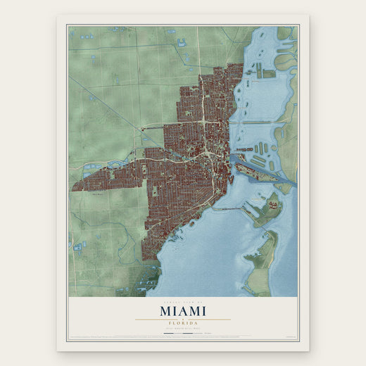 Miami, Florida map print, the full design