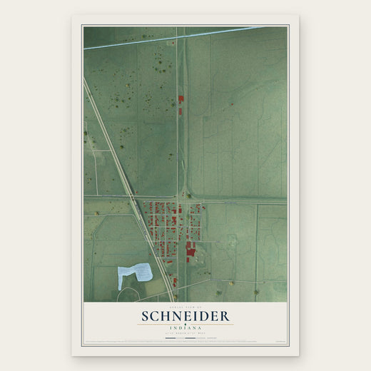 Schneider, Indiana map print, the full design
