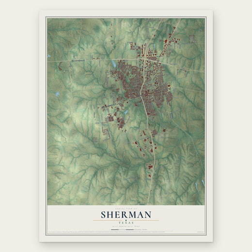 Sherman, Texas map print, the full design