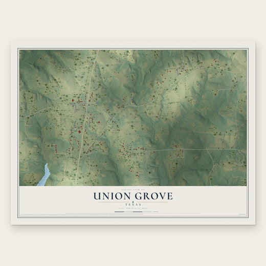 Union Grove, Texas map print, the full design