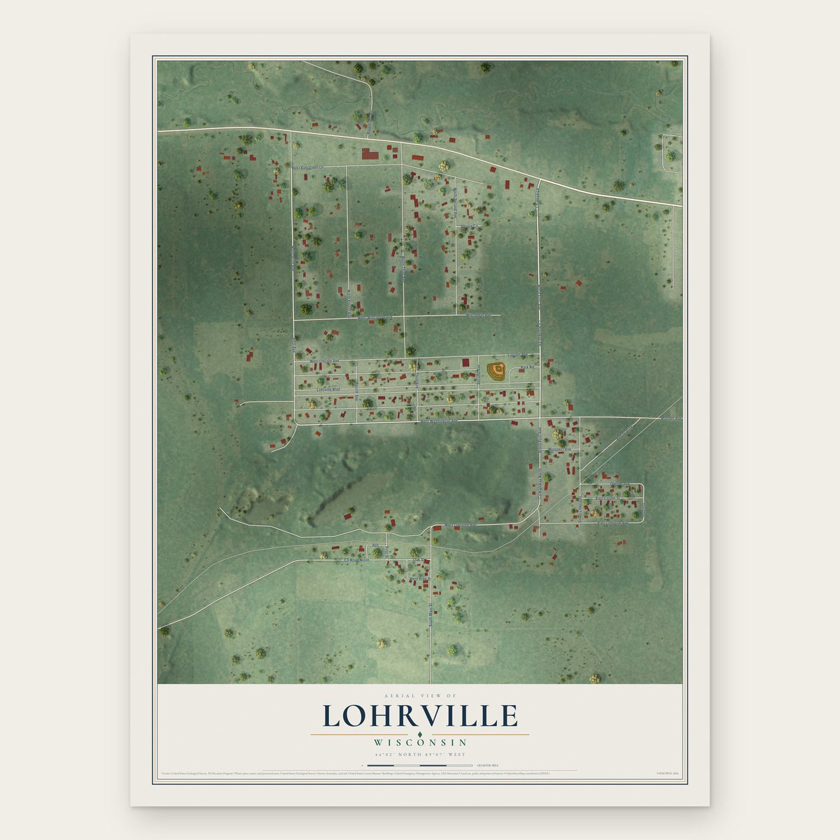 Lohrville, Wisconsin map print, the full design