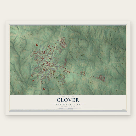 Clover, South Carolina map print, the full design