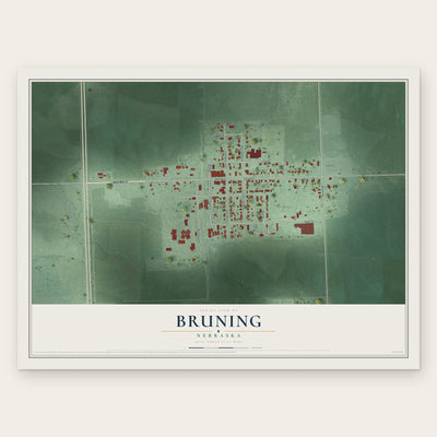 Bruning, Nebraska map print, the full design