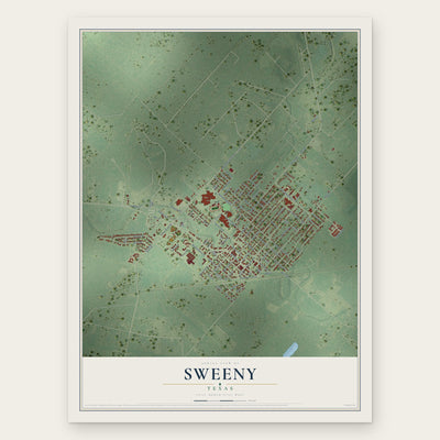 Sweeny, Texas map print, the full design
