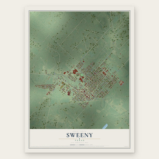 Sweeny, Texas map print, the full design
