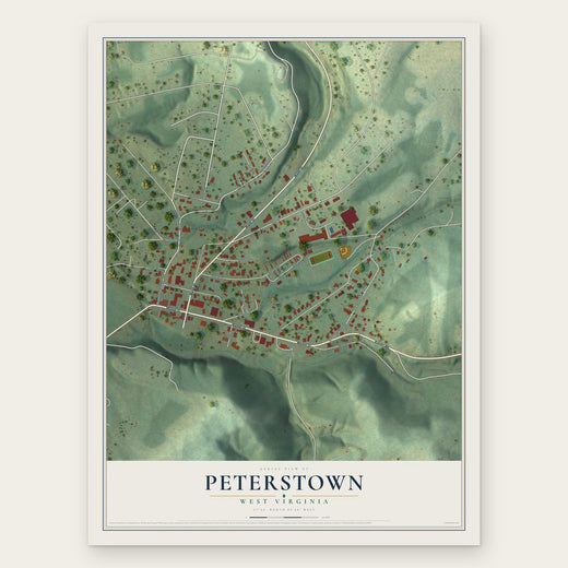 Peterstown, West Virginia map print, the full design