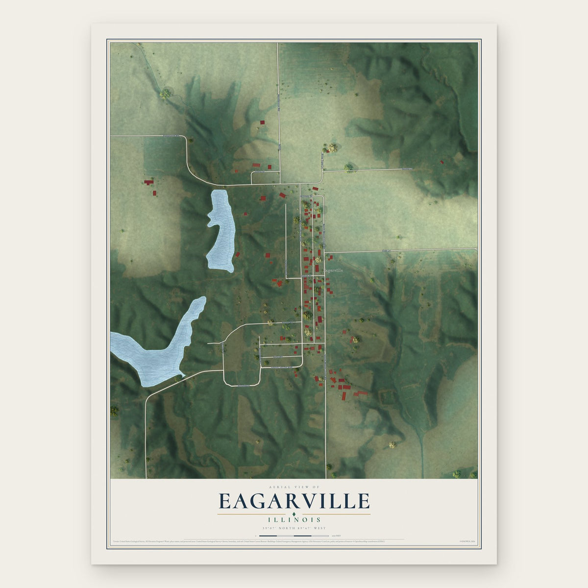 Eagarville, Illinois map print, the full design