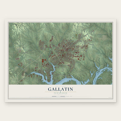 Gallatin, Tennessee map print, the full design